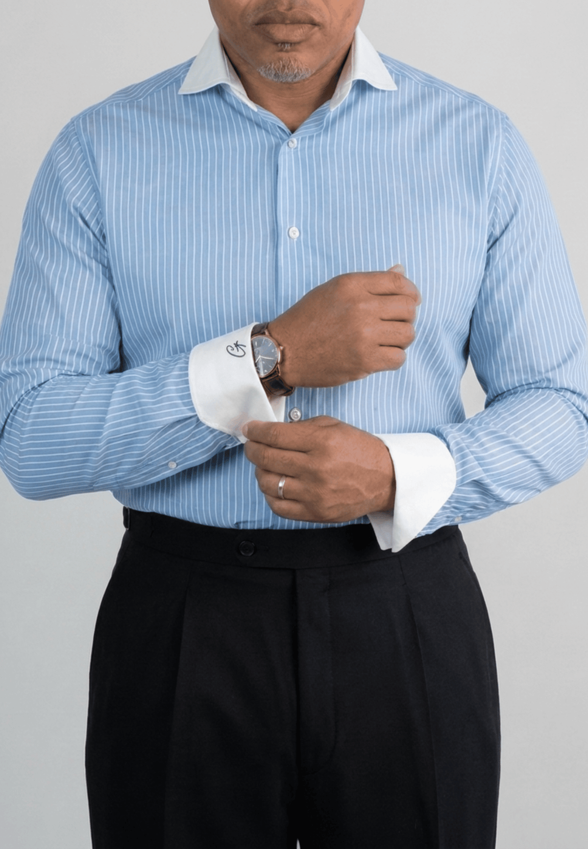 Blue Striped White Banker Shirt