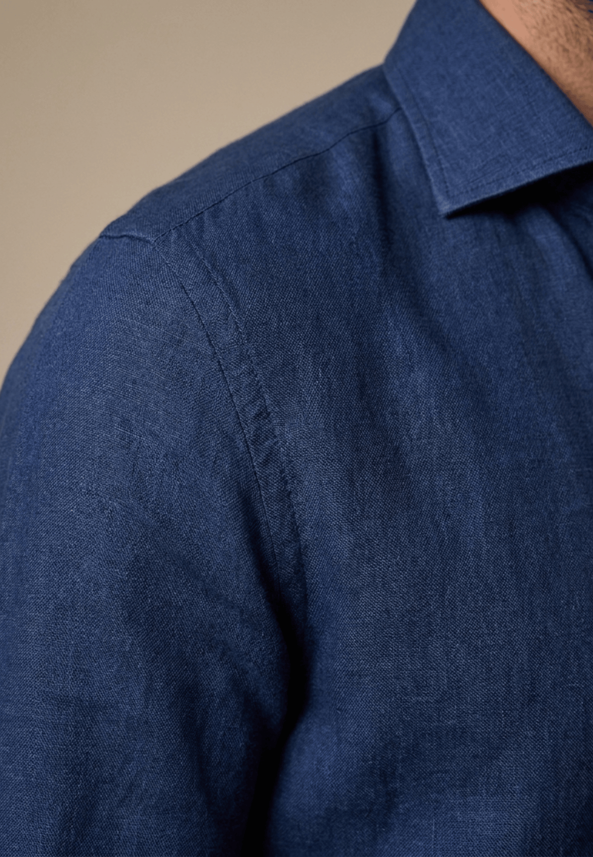 MTO Washed-Linen-Hemd — Marineblau