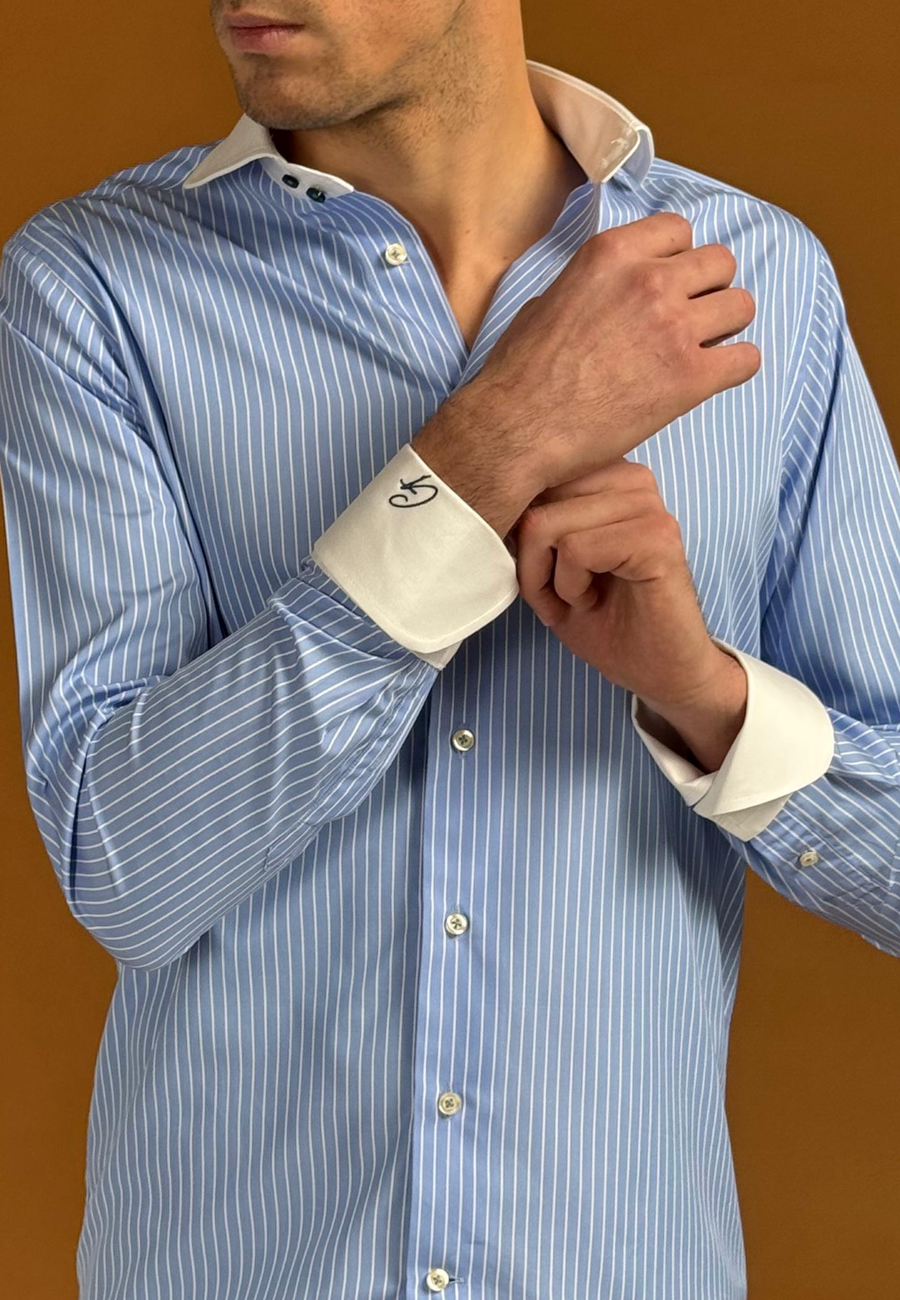 Blue Striped White Banker Shirt - Signature Exclusive