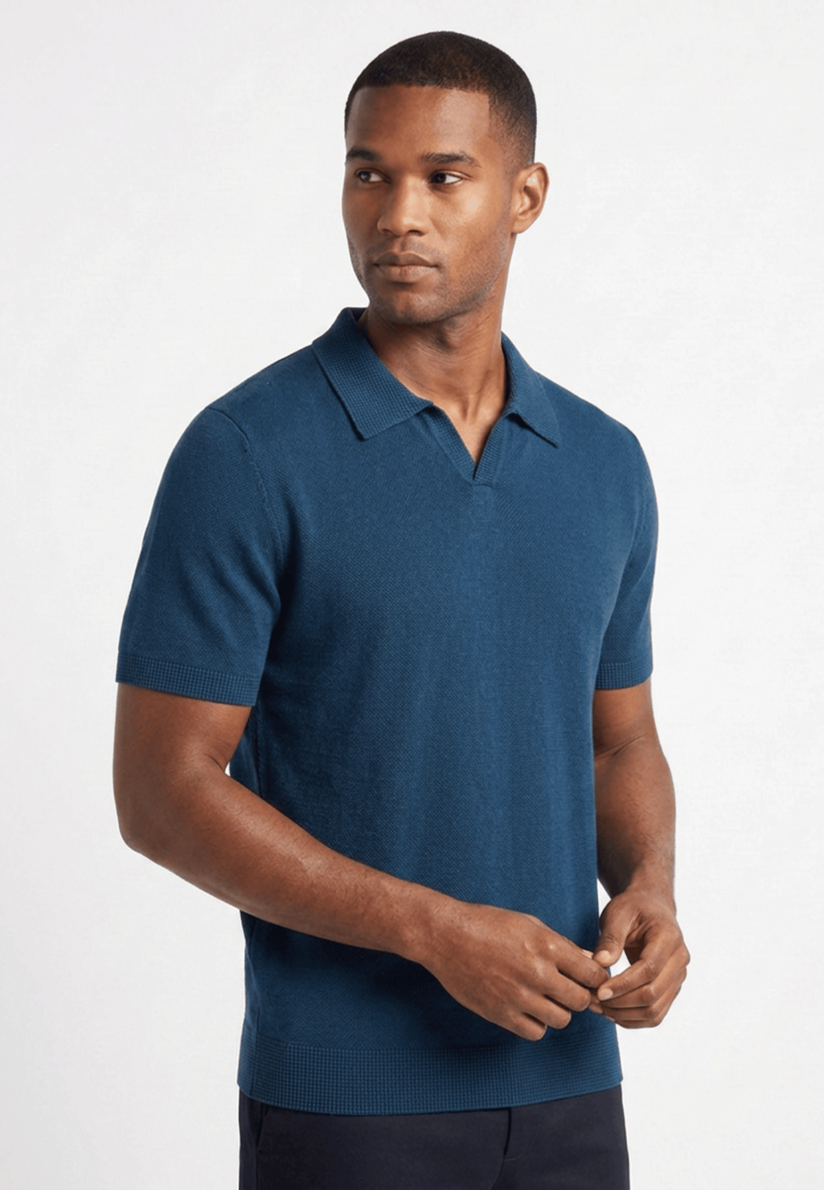 Polo en coton sans bouton — Bleu canard
