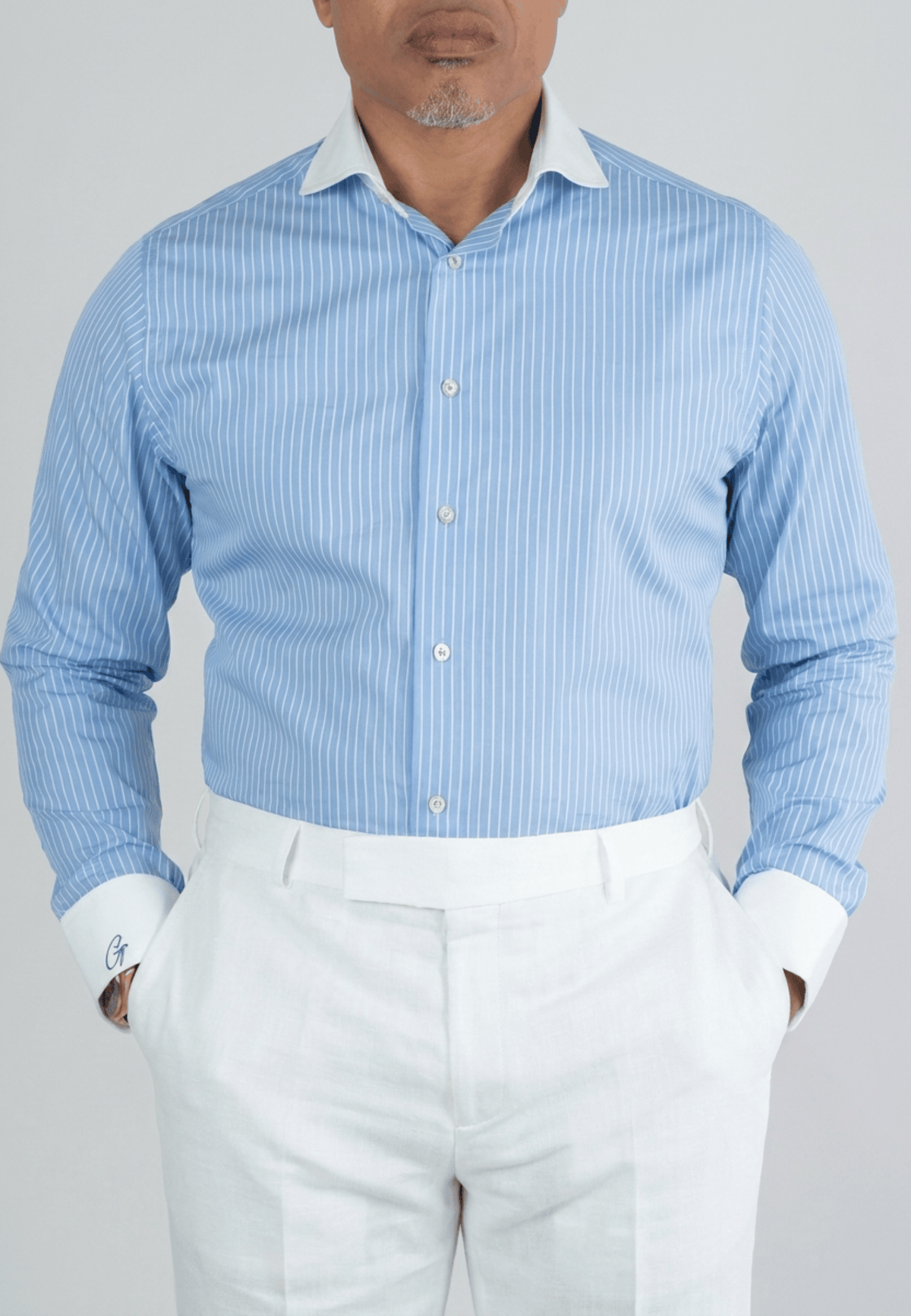 Blue Striped White Banker Shirt