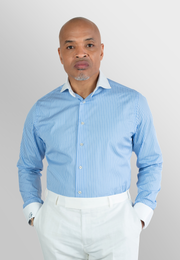 Camicia da banchiere bianca a righe blu - Esclusiva Signature