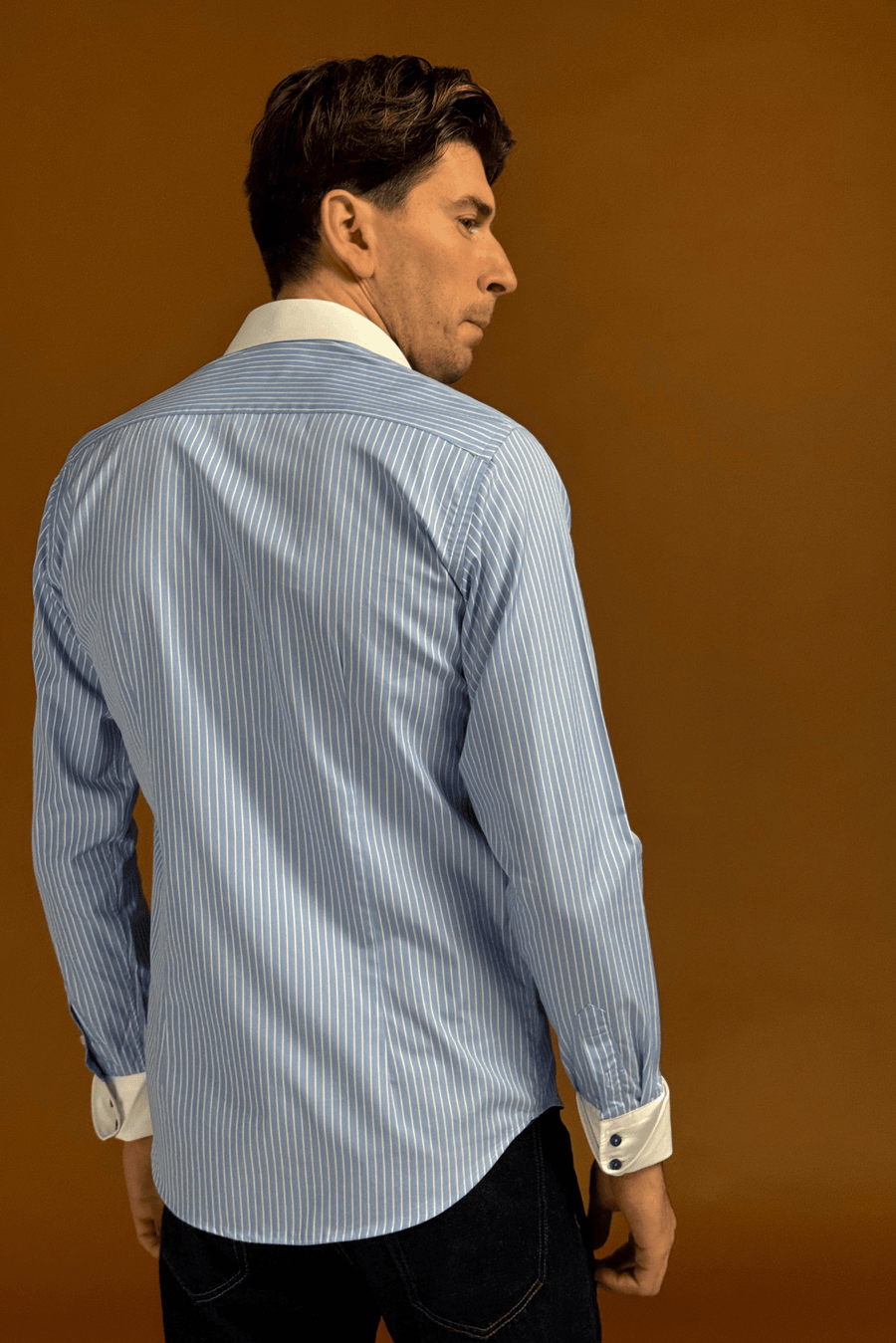 Chemise banquier blanche à rayures bleues - Exclusivité Signature