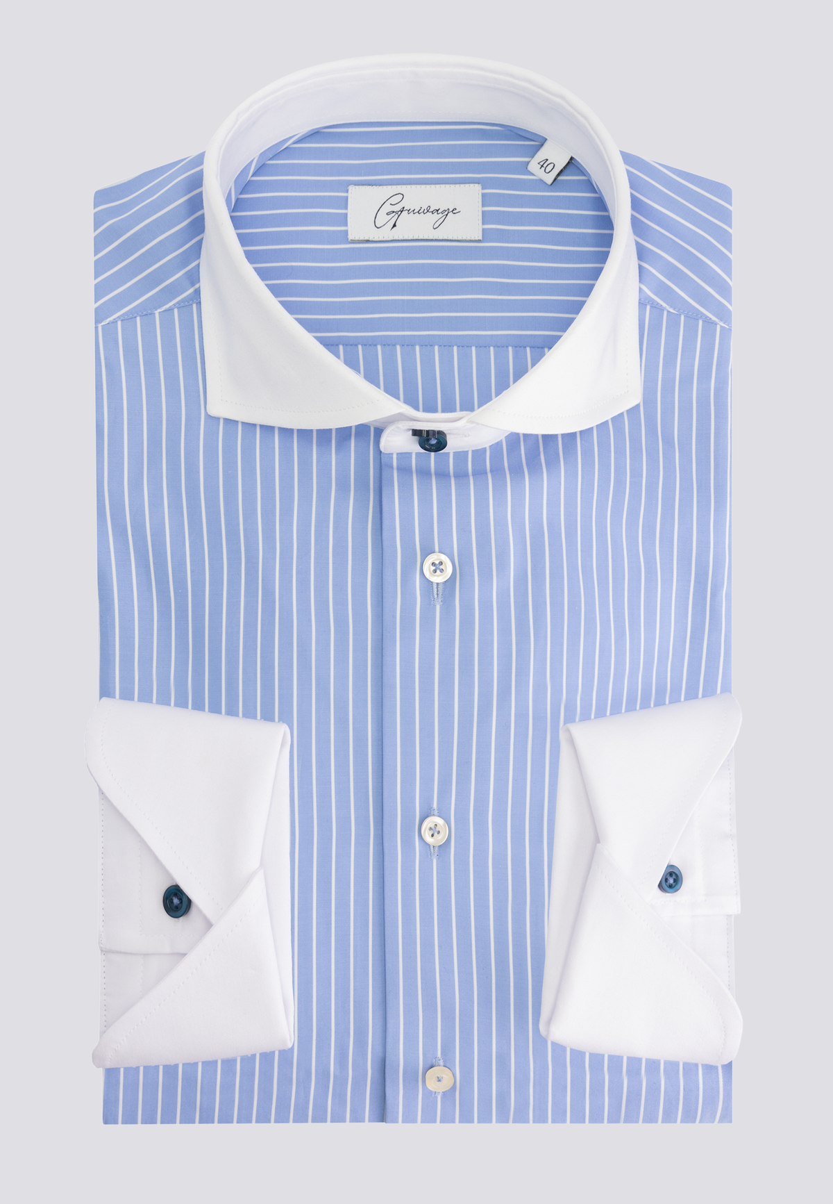 Blue Striped White Banker Shirt