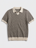 Cotton Buttonless Houndstooth Polo